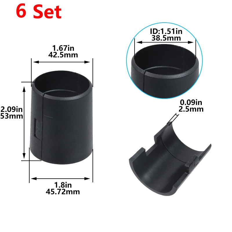 Geesatis 12 Pack Wire Shelf Locking Clips - 6 Sets 1.5 Inch (38mm) Diameter Black Split Sleeve Clips for Metal Shelving Rack, Secure Wire Shelf Brackets - Image 2